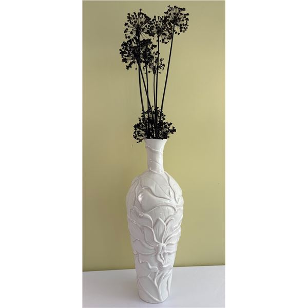 White Floral Vase with Dried Flowers