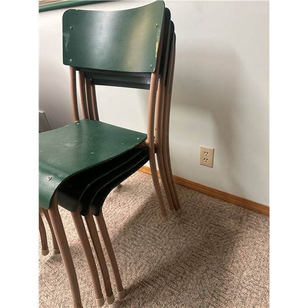 4 Metal and Wood Stacking Chairs