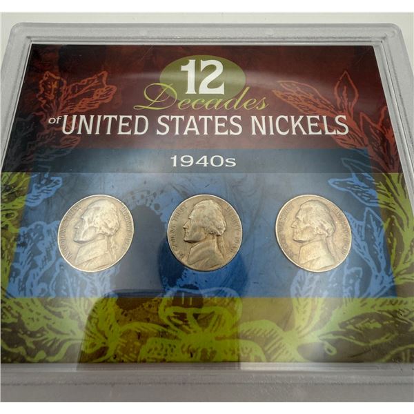 1940's 12 Decades of U.S. Nickels - 3 Coin Set