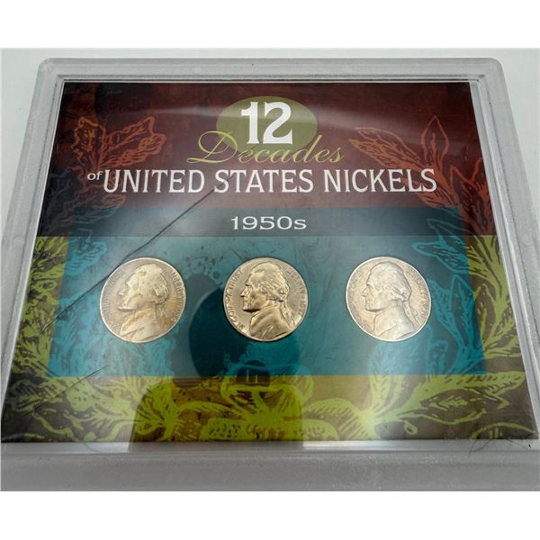 1950's 12 Decades of U.S. Nickels - 3 Coin Set