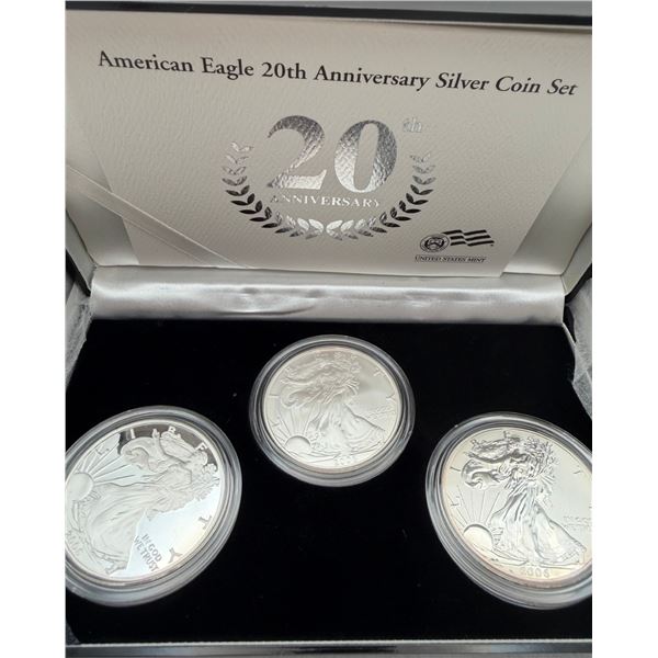 20th Anniversary 3 Coin Silver Eagle Set