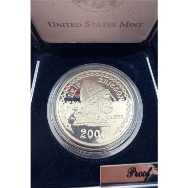 2000 Leif Ericson Silver Dollar Proof