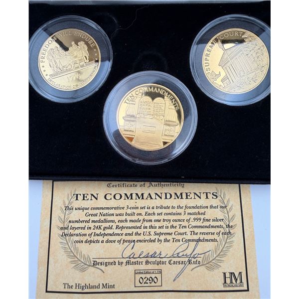 10 Commandments 3 Silver 1oz Coins Set