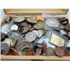 Image 1 : 1 Lb. Mixed Assorted Coins out of a Wooden Box.