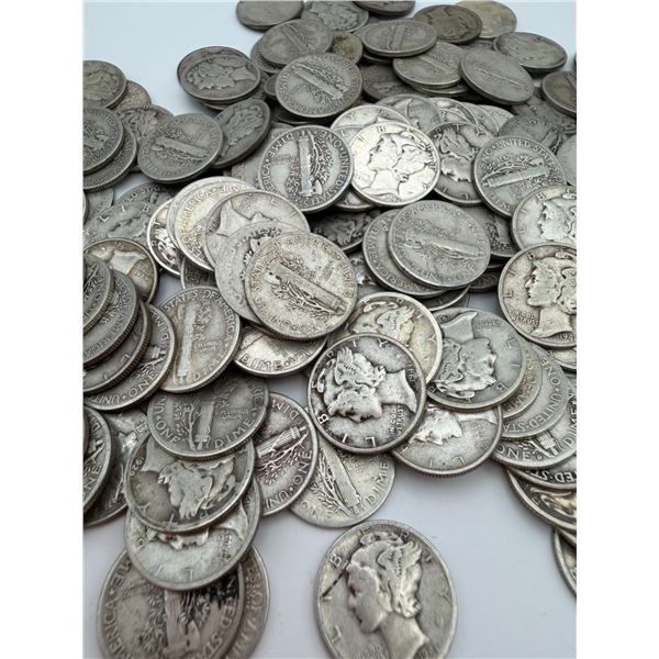 5 Total Silver Mercury Dimes Assorted