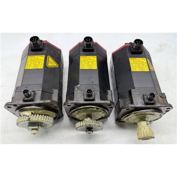 (3) Fanuc #A06B-0238-B605#S000 AC Servo Motors w/#A860-2010-T341 Pulse Coders