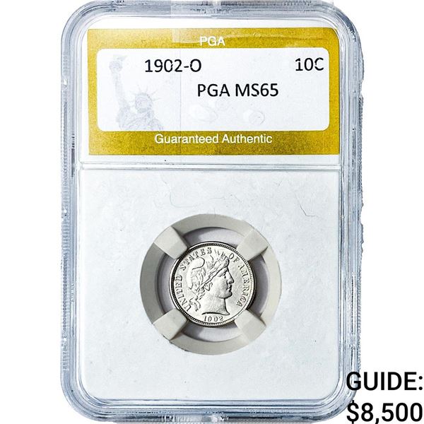 1902-O Barber Dime PGA MS65