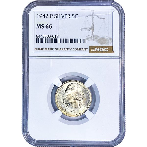 1942 Jefferson Nickel NGC MS66