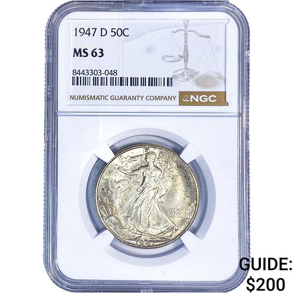 1947-D Walking Liberty Half Dollar NGC MS63