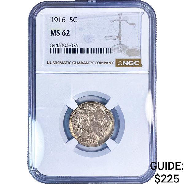 1916 Buffalo Nickel NGC MS62