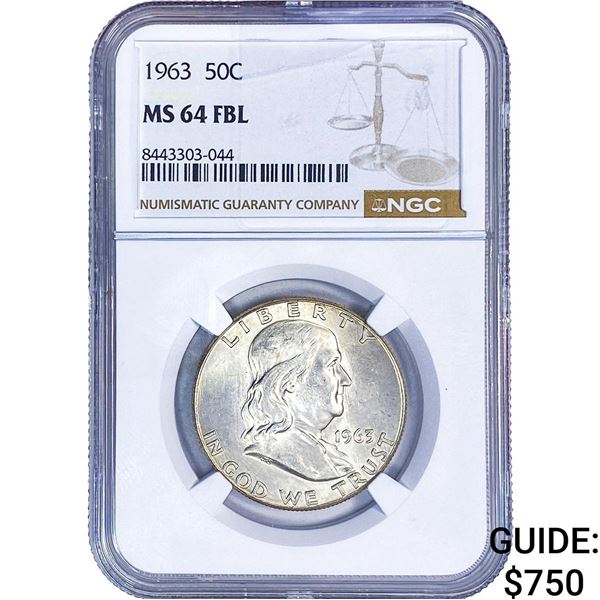 1963 Franklin Half Dollar NGC MS64 FBL