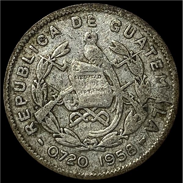1958 Guatemala Silver 5 Centavos