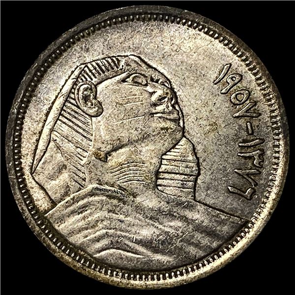 1957 [1376] Egypt Silver 5 Piastres