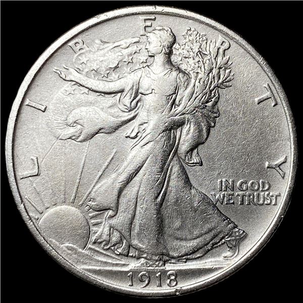 1918 Silver Walking Liberty Half Dollar  NEARLY UNCIRCULATED