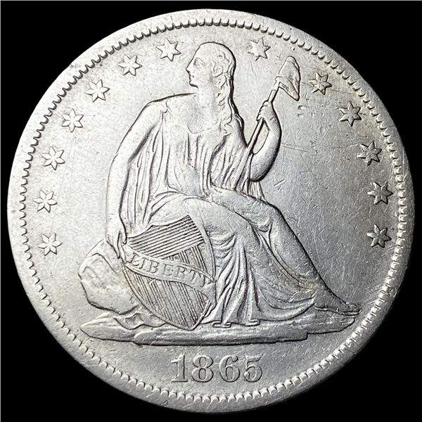 1865-S Silver Seated Liberty Half Dollar  CLOSELY UNCIRCULATED