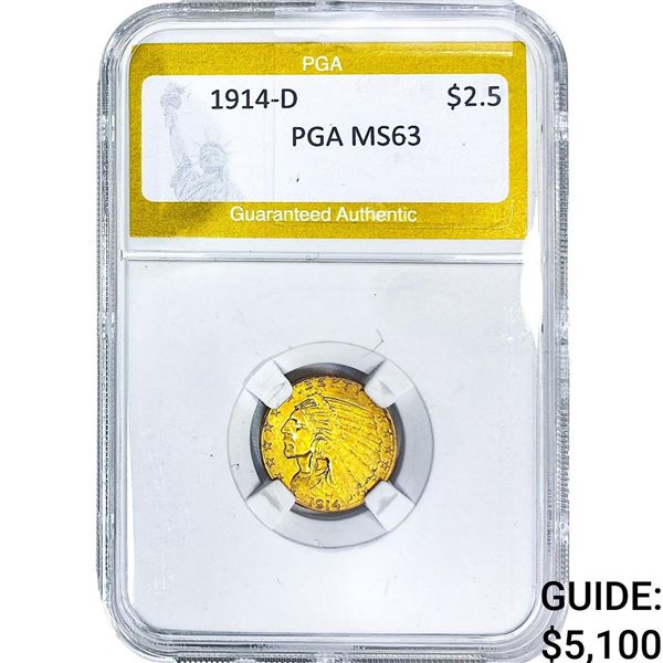 1914-D $2.50 Gold Quarter Eagle PGA MS63