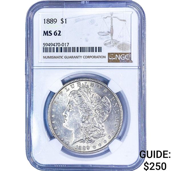 1889 Morgan Silver Dollar NGC MS62