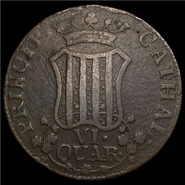 1813 Spain Catalonia Copper 6 Quartos KM 116