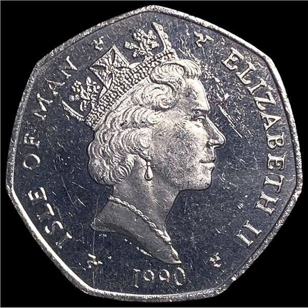 1990 AA Isle of Man Copper Nickel 50 Pence