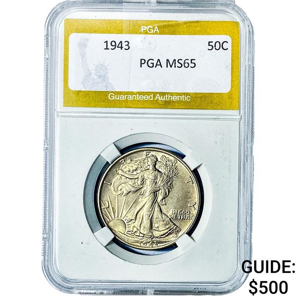 1943 Walking Liberty Half Dollar PGA MS65