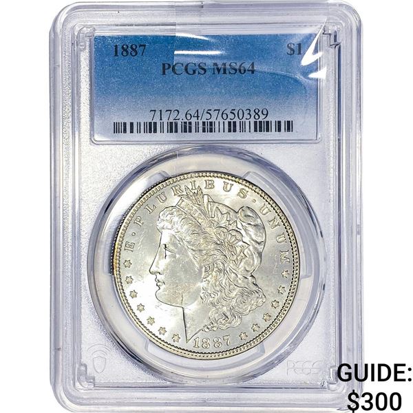1887 Morgan Silver Dollar PCGS MS64