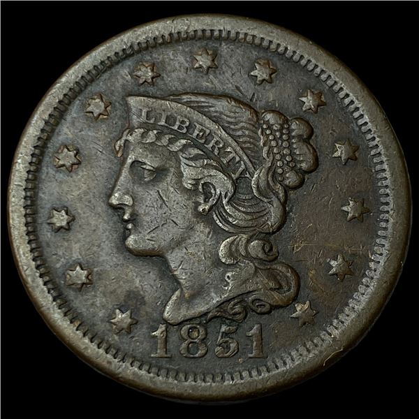 1851 Braided Hair Large Cent NEARLY UNCIRCULATED