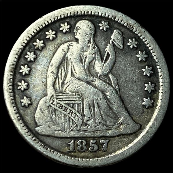 1857-O Silver Seated Liberty Dime NEARLY UNCIRCULATED