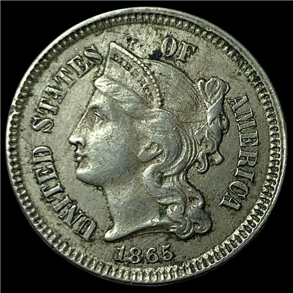 1865 Nickel Three-Cent Piece NEARLY UNCIRCULATED