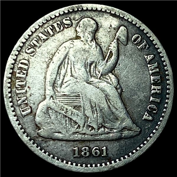 1861 Silver Seated Liberty Half Dime LIGHTLY CIRCULATED