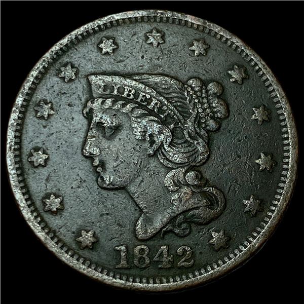 1842 Braided Hair Large Cent LIGHTLY CIRCULATED
