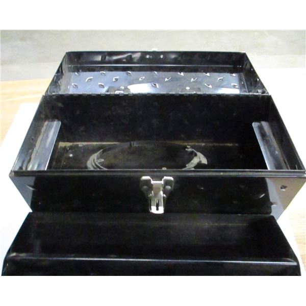 ESTATE:  BLACK METAL TOOLBOX C/W TRAY