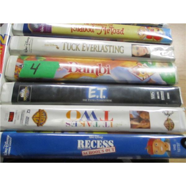 ESTATE:  FLAT C/W APPROX. 15 VHS TAPES INCLUDING ET, BAMBI, ETC (MOSTLY DISNEY)
