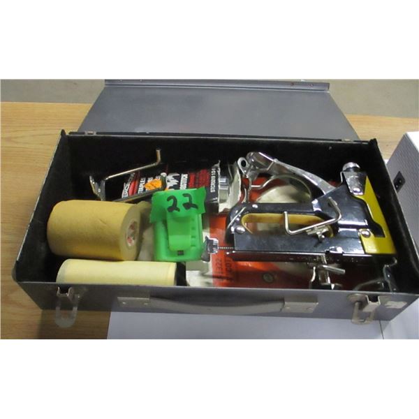 METAL BOX, SMALL PROJECTOR, STAPLER, ETC