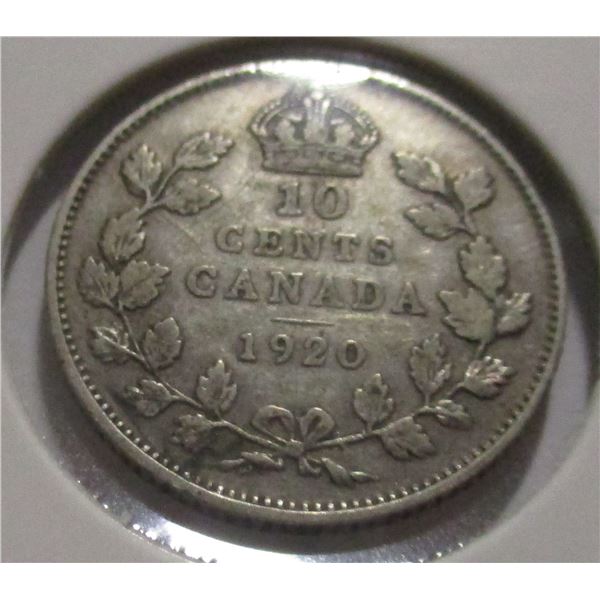 1920 CANADA KING GEORGE V SILVER DIME
