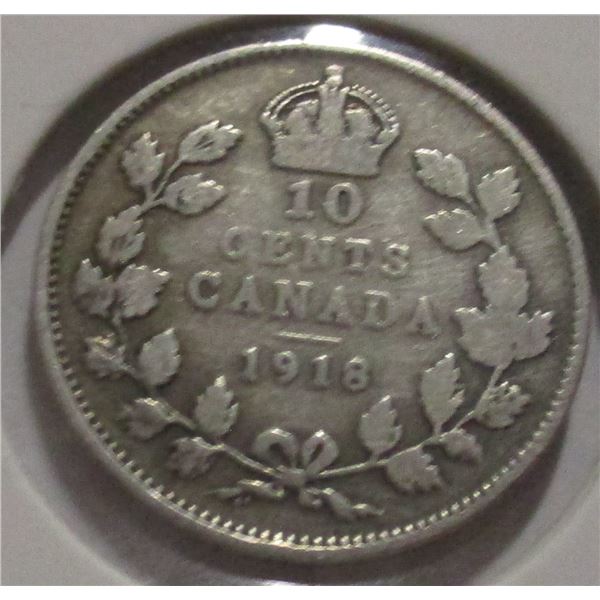 1918 CANADA KING GEORGE V SILVER DIME