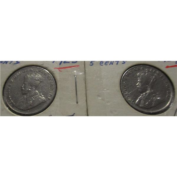 1923 & 1924 CANADA KEY DATE KING GEORGE V NICKELS