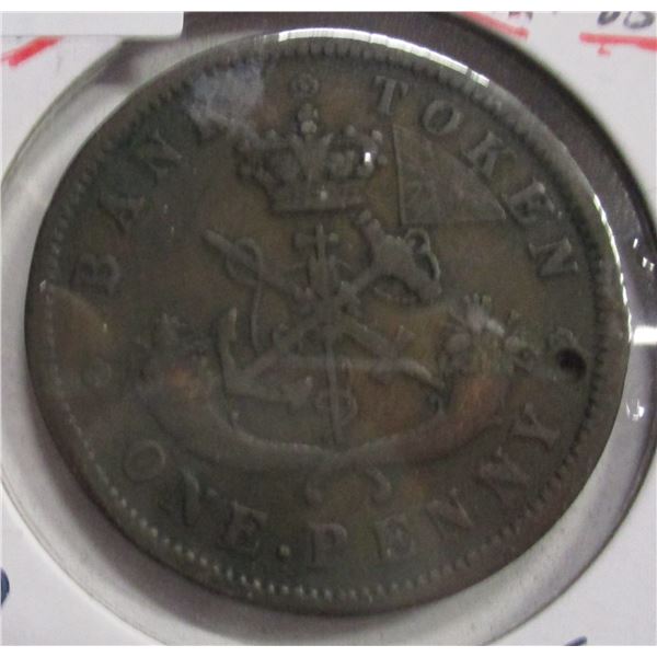 1857 BANK OF UPPER CANADA PENNY TOKEN