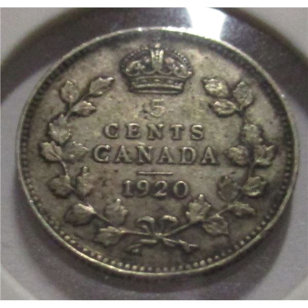 1920 CANADA KING GEORGE V SILVER FIVE CENT