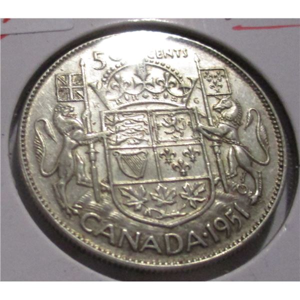 1951 CANADA KING GEORGE VI SILVER HALF DOLLAR
