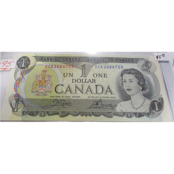 1973 CRISP UNCIRCULATED LAST OF CANADA $1 BILL