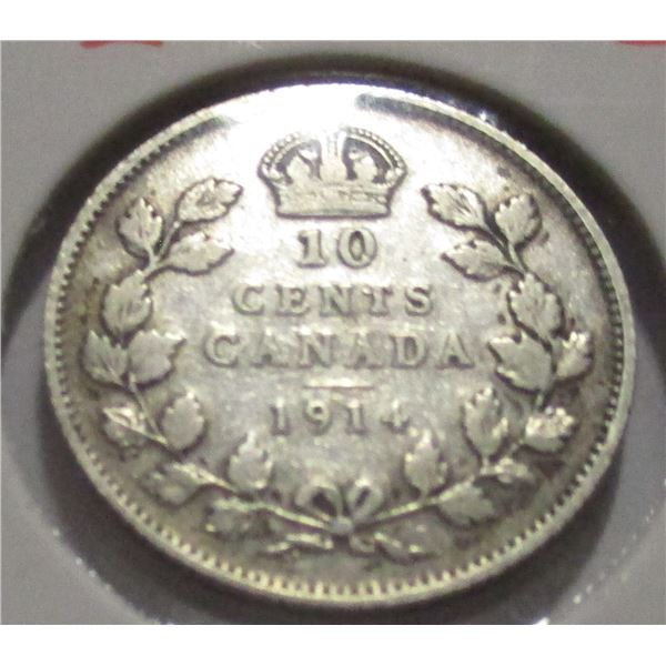 1914 CANADA KING GEORGE V SILVER DIME
