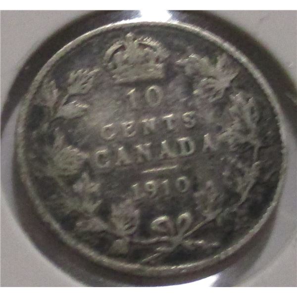 1910 CANADA KING EDWARD VII SILVER DIME