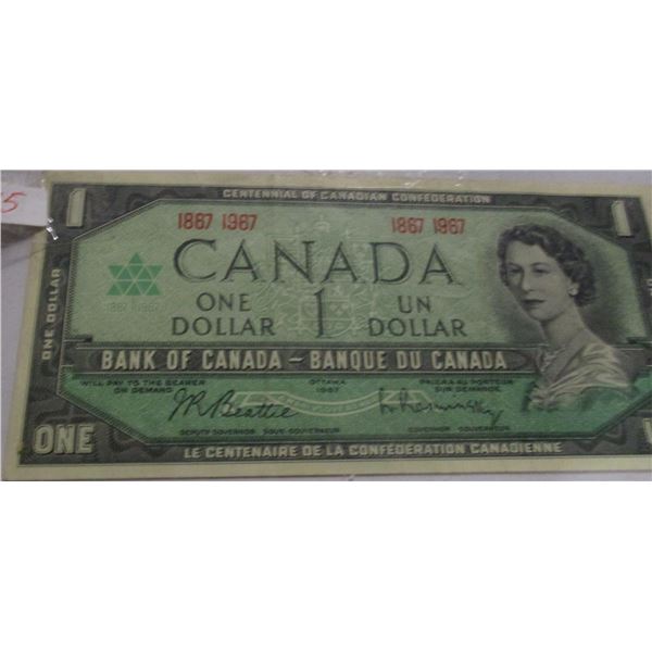 1967 NO SERIAL NUMBER CANADA $1 BILL