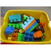 Image 1 : ESTATE:  PLASTIC MEGA BLOCK BIN & BLOCKS