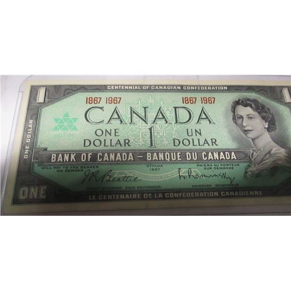 1967 CRISP UNCIRCULATED CENTENNIAL NO SERIAL NUMBER $1 BILL