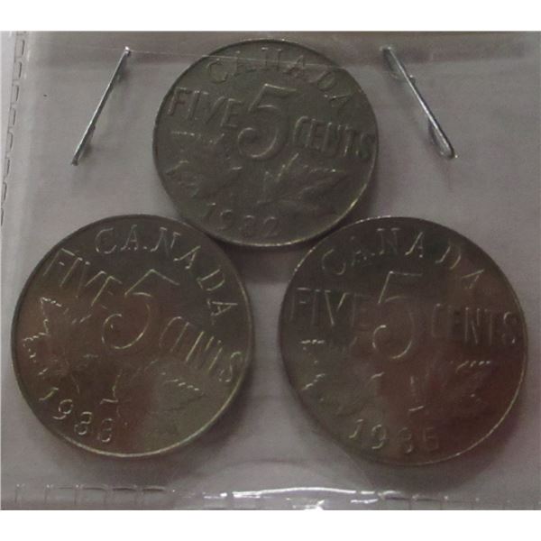 1932, 1933 & 1935 CANADA KING GEORGE V NICKEL