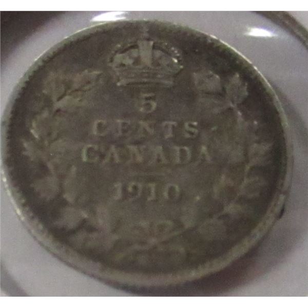 1910 CANADA KING EDWARD VII SILVER FIVE CENT