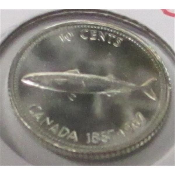 1967 CANADA BU SILVER FISH DIME