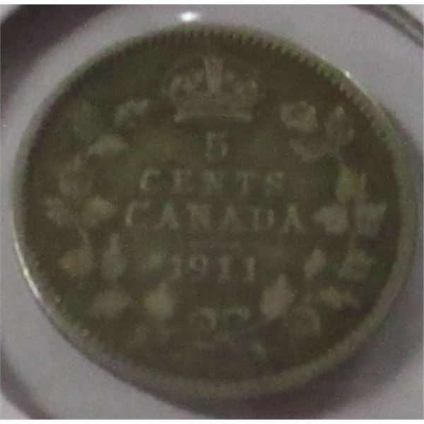 1911 CANADA KING GEORGE V SILVER FIVE CENT