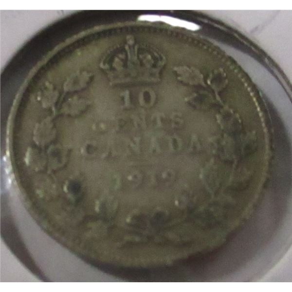 1919 CANADA KING GEORGE V SILVER DIME